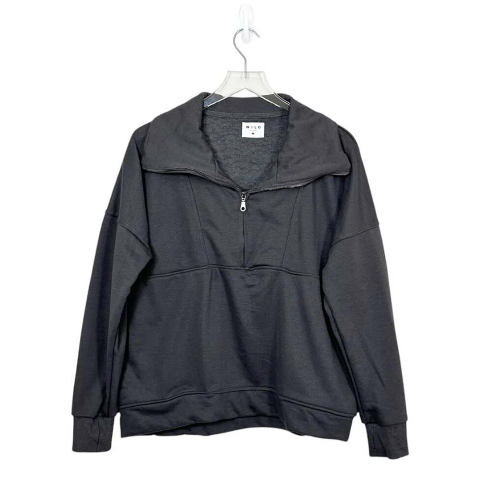 WILO The Label | Bella Quarter Zip Sweater in Vintage Black